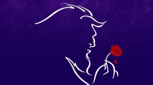 An outline of the beast holding a rose in CBS Theatre Group's Beauty and the Beast