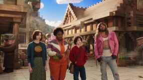 Danielle Brooks, Emma,Myers, Sebastian Hansen and Jason Momoa in A Minecraft Movie.