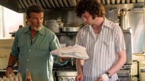 Antonio Banderas and Dominic Sessa in Tony.