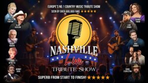 Europe's No.1 country music tribute show Nashville Live tribute show. Superb from start to finish. Five stars. Pictures and text with headshots for Dolly Parton, Alan Jackson, Kenny Rogers, Tammy Wynette, Johnny Cash, Shania Twain, Luke Combs, Josh Turner, Lady A and Chris Stapleton.